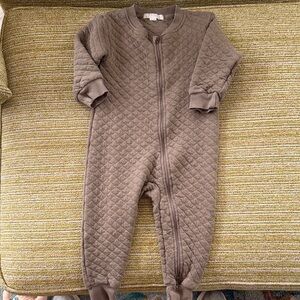 Quilted Brown Kids One-Piece Zipper Onesie